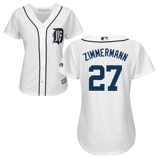 Tigers #27 Jordan Zimmermann White Home Women's Stitched MLB Jersey - Click Image to Close